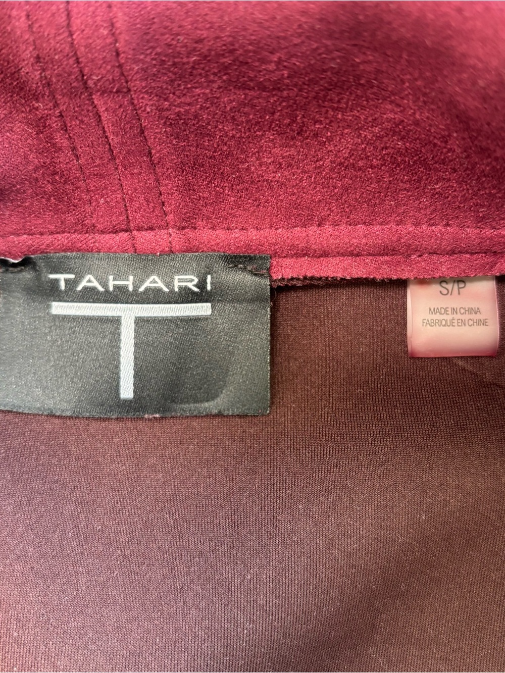 T Tahari Wine Red Suede Asymmetrical Moto Jacket - Picture 6 of 6